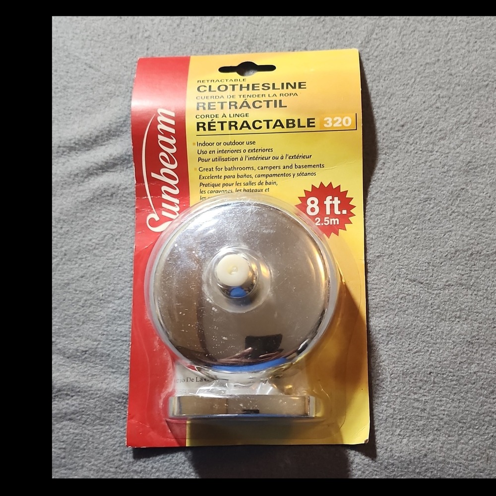 Sunbeam Retractable Clothesline 320 8 ft Wall Mounted Silver Indoor Outdoor